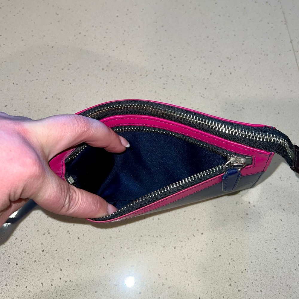 Coach Fuchsia and Navy Zip Pouch - Picture 4 of 11